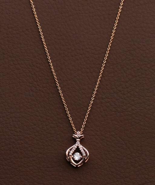 Rose Gold American Diamond Pendant & Chains - k4bazaar